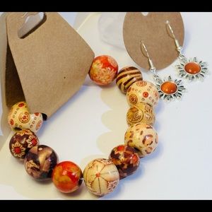 Boho bracelet and sun earrings handmade by me!